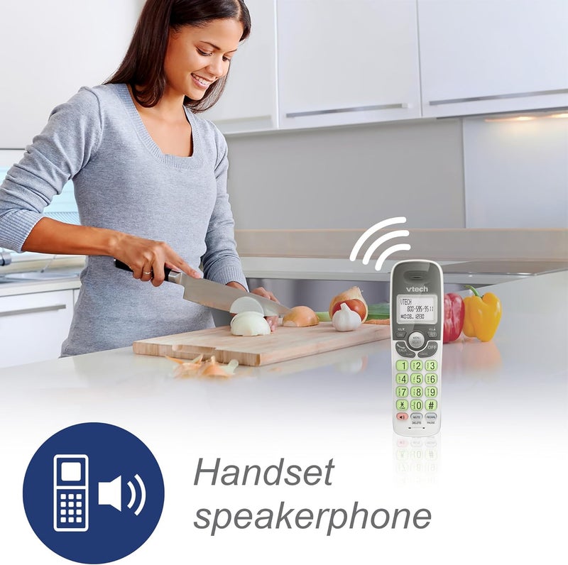 VTech VG131 DECT 6.0 Cordless Phone with Bluetooth, Full Duplex Speakerphone, Caller ID, and 1000ft Range (White/Grey) - Image 5