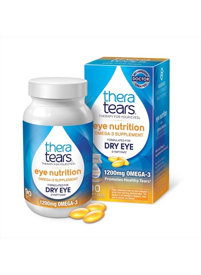 TheraTears 1200mg Omega 3 Supplement for Eye Nutrition, Organic Flaxseed Triglyceride Fish Oil and Vitamin E, 90 Count - Image 1
