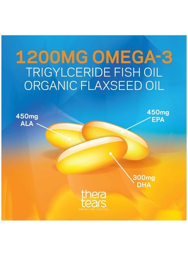 TheraTears 1200mg Omega 3 Supplement for Eye Nutrition, Organic Flaxseed Triglyceride Fish Oil and Vitamin E, 90 Count - Image 4