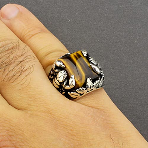 Babylon Silver Natural Tiger Eye Stone Solid 925 Sterling Silver Scorpion Design Ring for Men (13) - Image 5