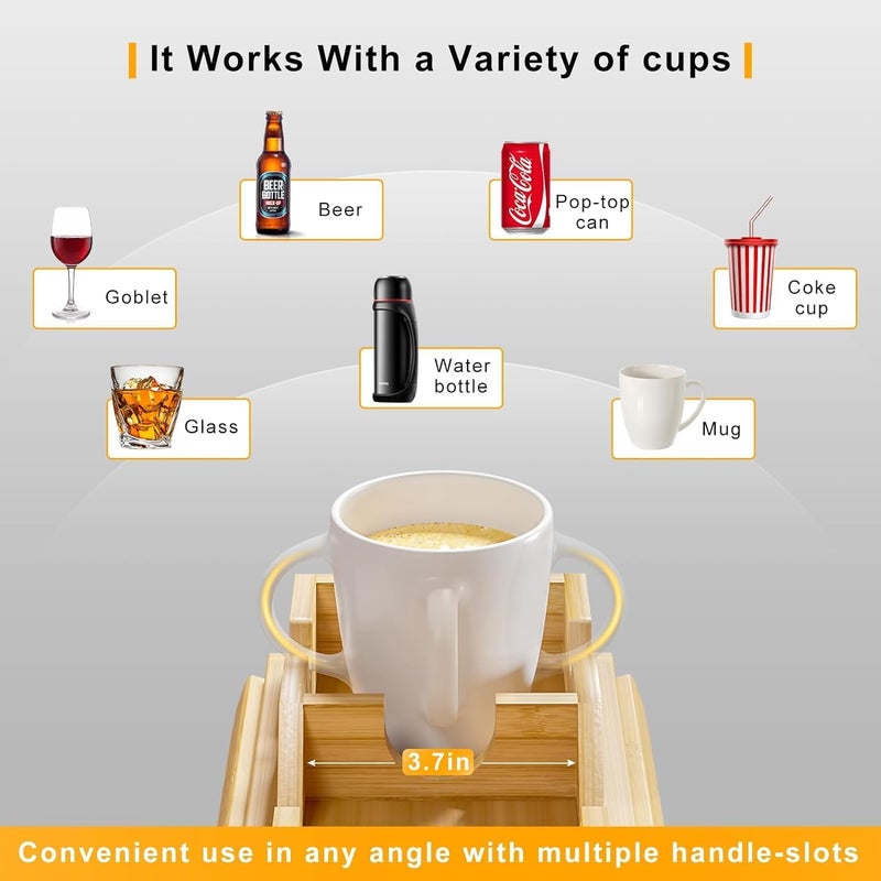 2 in 1 Bamboo Couch Cup Holder and Arm Tray - Image 4