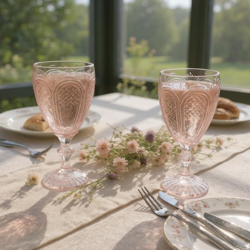 B&D Light Pink Glass Goblets Set of 2 - Image 1