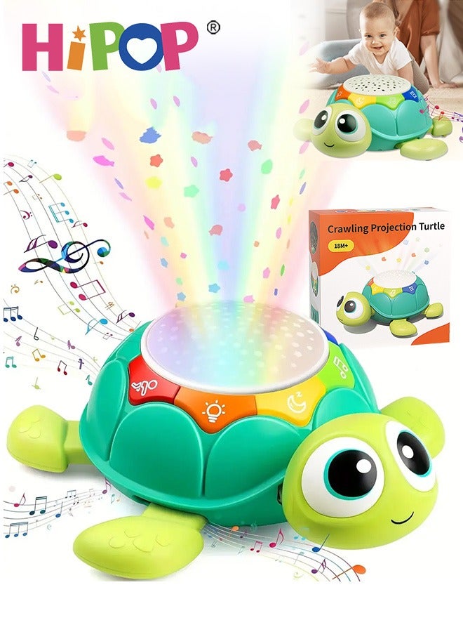 HIPOP Baby Toys Musical Crawling Baby Toys, Touch & Go Crawling Turtle Infant Toys, Early Learning Educational Toy with Sound and Projection, Infant Tummy Time Toys for 18 Plus Months - Image 1