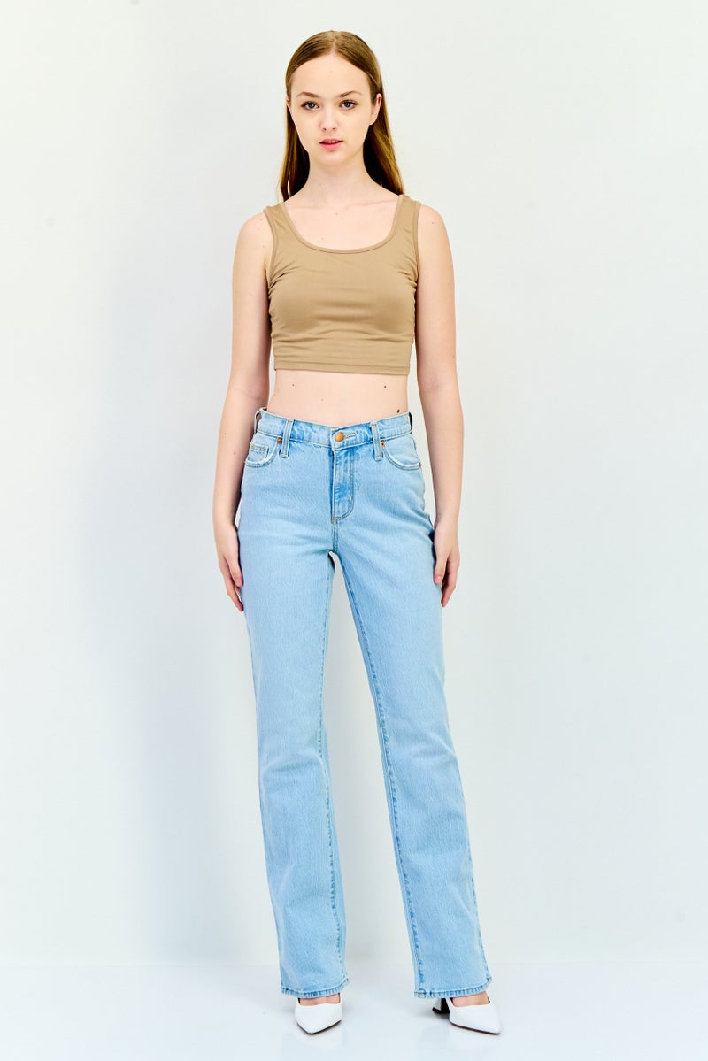Universal Thread Women Bootcut Fit Washed Stretchable Denim Jeans, Light Blue - Image 2