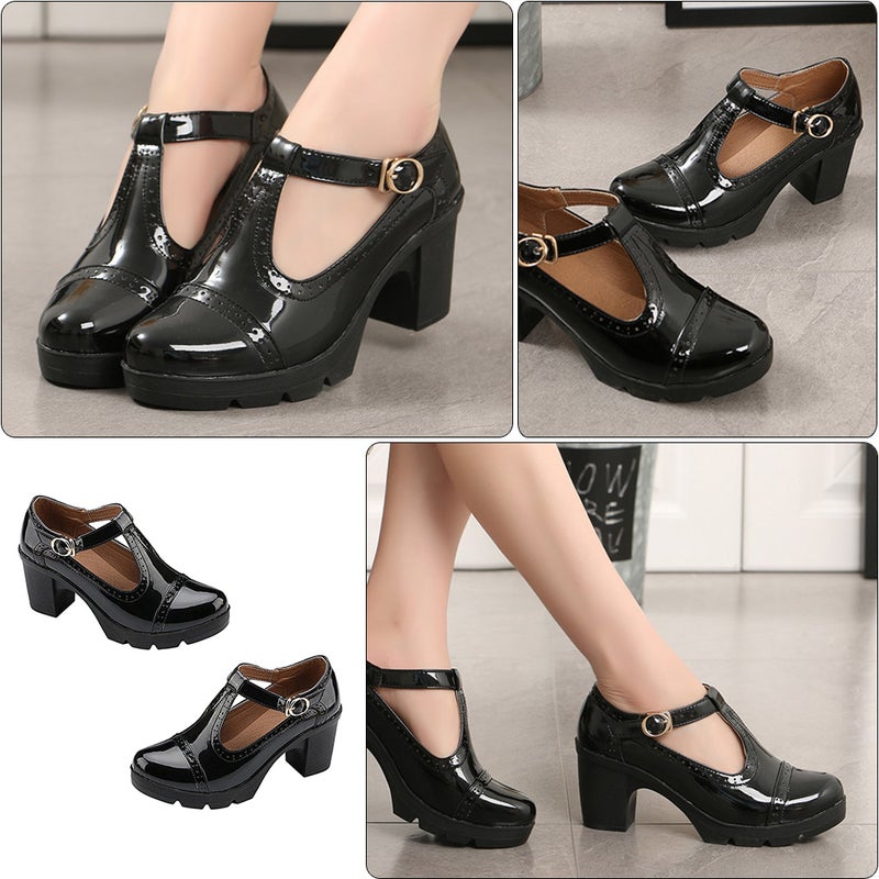 1 Pair of Round High-heeled Shoes High Heels Women Shoes - Image 3