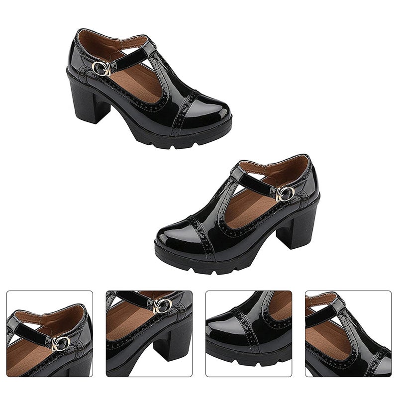 1 Pair of Round High-heeled Shoes High Heels Women Shoes - Image 1