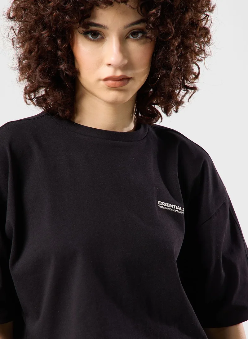 The Giving Movement Boxy Space Printed Cropped T-Shirt