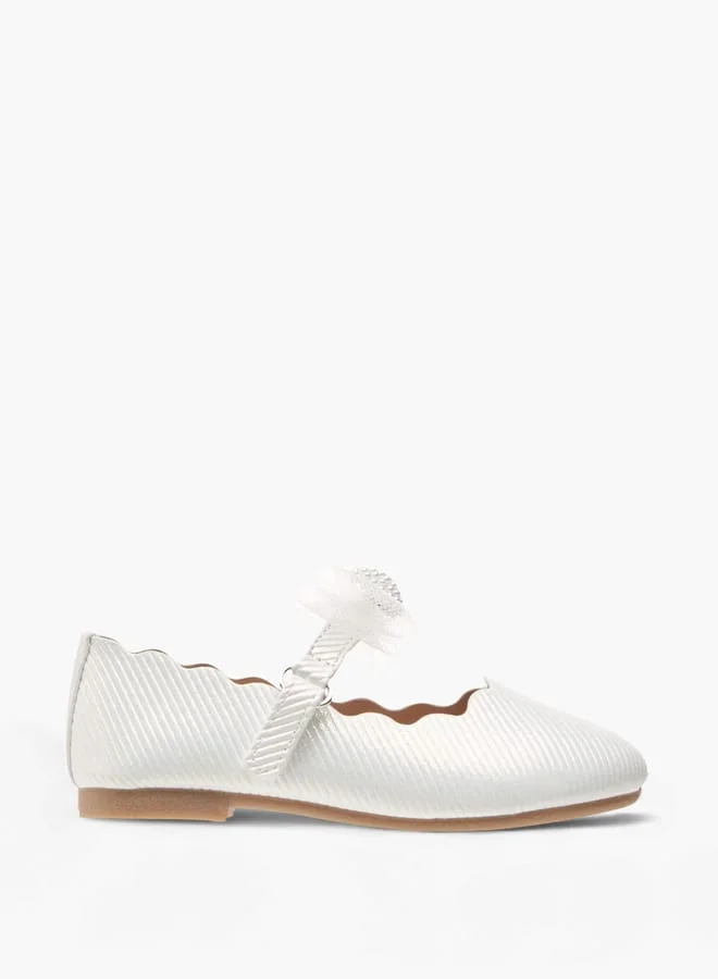 JUNIORS Girls Bow Embellished Ballerina Shoes With Hook And Loop Closure