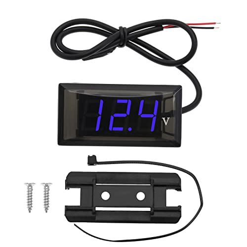 Micro Traders DC 12V LED Digital Display Modified Voltmeter Motorcycle Voltmeter Mini Waterproof Voltmeter Accessories for Automobile Motorcycle Bicycle Blue - Image 1