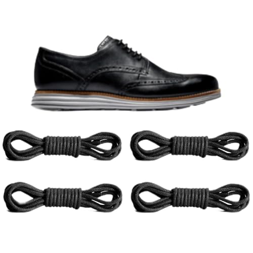 NDTEZUGT 2 Pairs 3/32" Round Waxed Dress Shoe Laces, Mens Shoelaces Replacement Strings for Cole Haan Business Oxford Shoes Chukka Boot Walking Shoes (Black, 32"/80cm) - Image 1