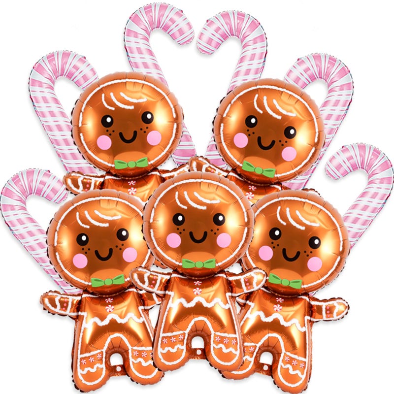 Tagberoy 11PCS Large Gingerbread Balloons Pink Candy Cane Balloons Set Gingerbread Foil Balloons for Gingerbread Party Decorations Candy Cane Foil Balloons for Candy Canes Christmas Decorations - Image 3