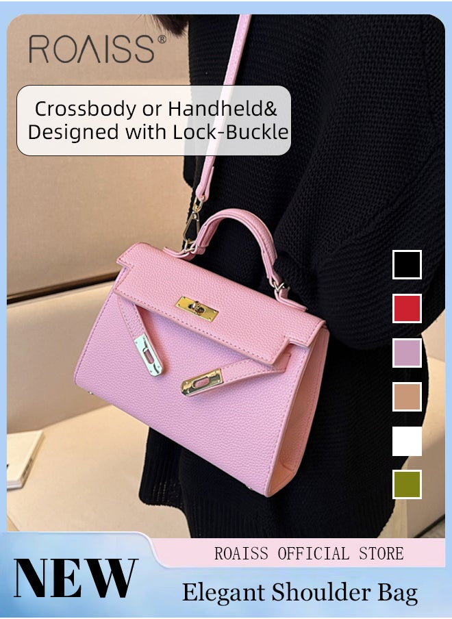 roaiss - Retro Handle Satchel with Detachable Strap for Women Casual Shoulder Kelly Bag Ladies Crossbody Bags with Lock Closure - Image 1