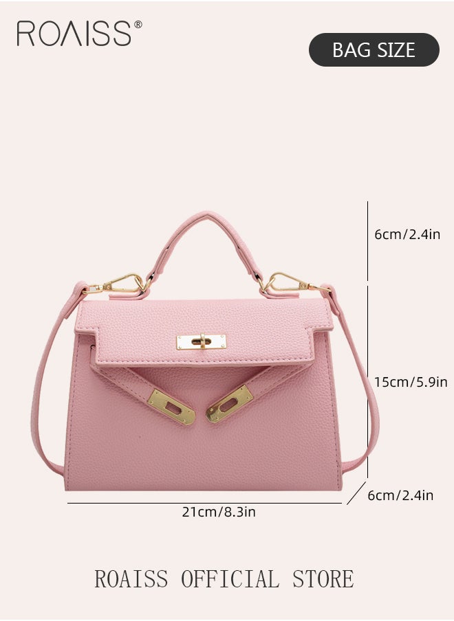 roaiss - Retro Handle Satchel with Detachable Strap for Women Casual Shoulder Kelly Bag Ladies Crossbody Bags with Lock Closure - Image 1