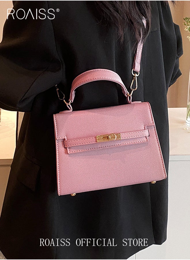 roaiss - Retro Handle Satchel with Detachable Strap for Women Casual Shoulder Kelly Bag Ladies Crossbody Bags with Lock Closure - Image 1