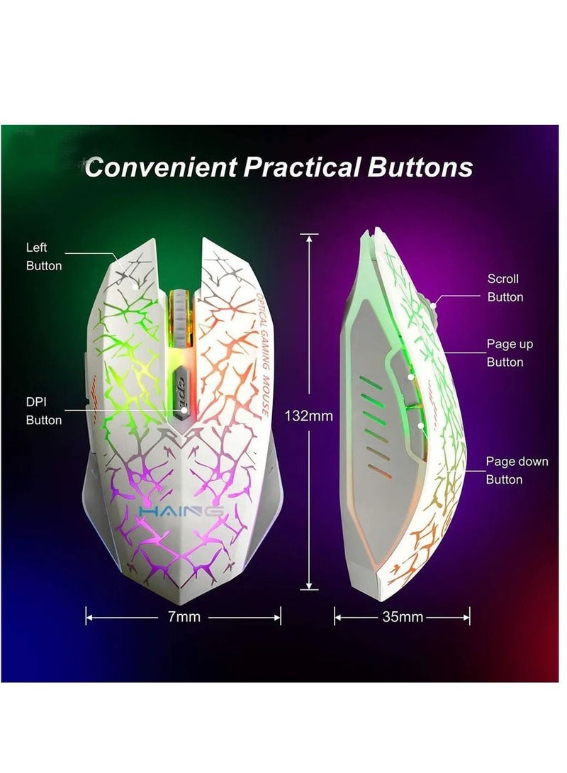 هينغ ماوس ألعاب سلكي USB 2400 نقطة في البوصة قابل للتعديل أزرار جانبية أوضاع إضاءة فأرة ألعاب سلكية مريحة لأجهزة الكمبيوتر المحمول Mac Windows Gamers - Image 1