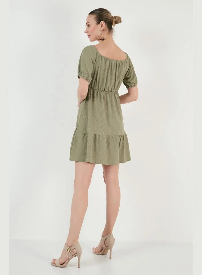 Lela  Lela Front Gathered Balloon Sleeve Mini Dress Women's Dress 5869005 for Women | Best Price UAE