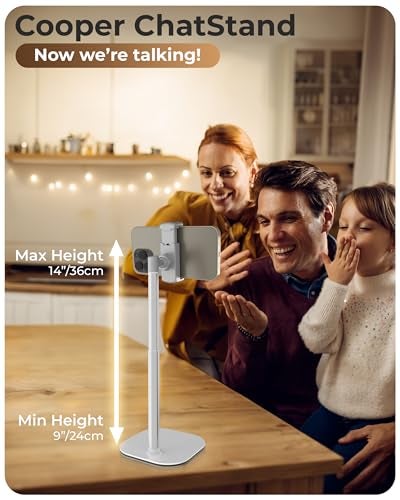 COOPER ChatStand, Adjustable Cell Phone Stand for Desk, Phone Stand for Recording, iPhone Holder for Filming, Small Tripod for iPhone, Fits Samsung, Android Smartphones, (Frost White) - Image 2