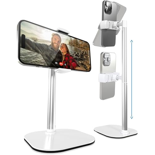 COOPER ChatStand, Adjustable Cell Phone Stand for Desk, Phone Stand for Recording, iPhone Holder for Filming, Small Tripod for iPhone, Fits Samsung, Android Smartphones, (Frost White) - Image 1