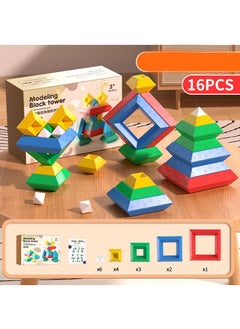 Y&D Varied Pyramid Large Particle Building Blocks Puzzle Assembled Stacking Toys-16pcs  - Image 1