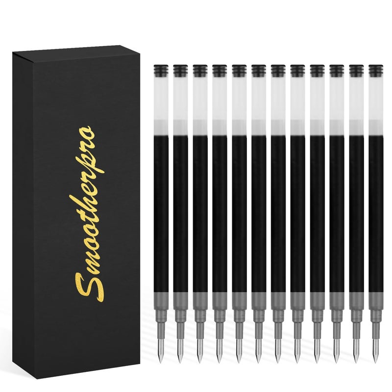 SMOOTHERPRO Gel Ink Refills, 12 Pack for Bolt Action Pen, Compatible with Pilot G2, 0.5mm Fine Point, Black Ink(G212)