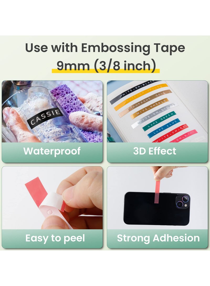 phomemo Label Maker Embossing Machine, 3D Portable Embossed Label Makers, Green handheld Embossing Label Machine-Easy to Use for Organization Gift(Green Vintage Embosser with 3 Label Tapes) - Image 5