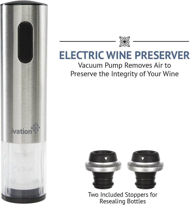 Ivation Electric Wine Gift Set – Includes Bottle Opener, Aerator, Vacuum Preserver, Stoppers, Foil Cutter & Charging Base - Image 4