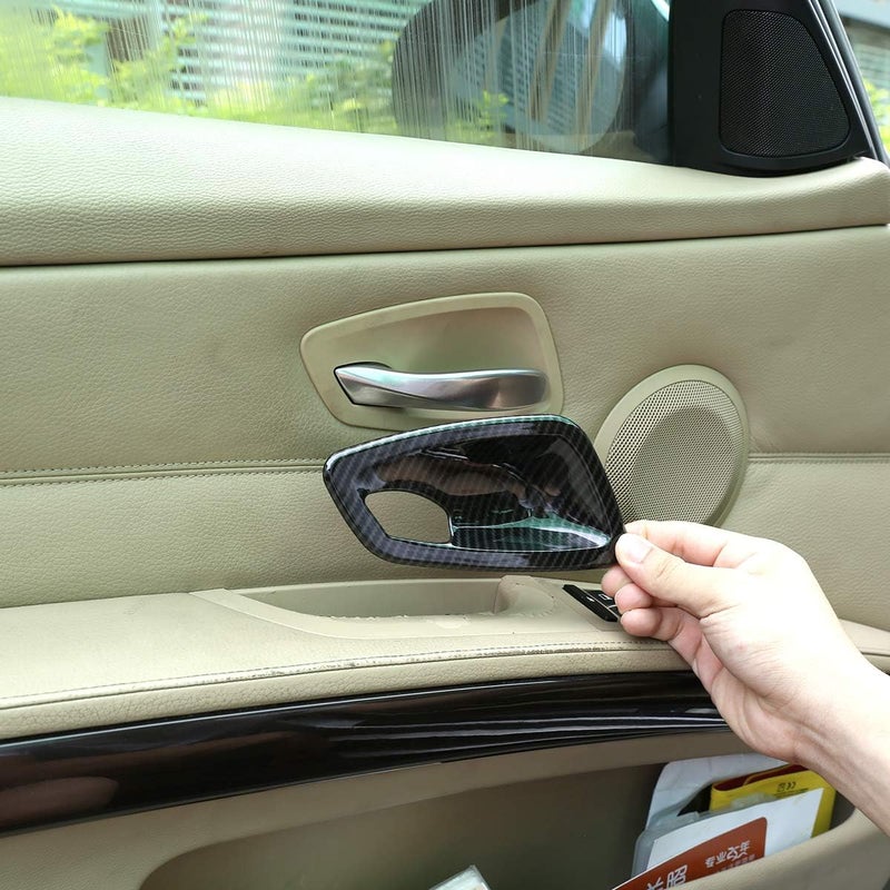 CHEYA ABS Chrome Interior Door Bowl Cover Trim 4pcs for BMW E90 3 Series 2005-2012 - Black - Image 1