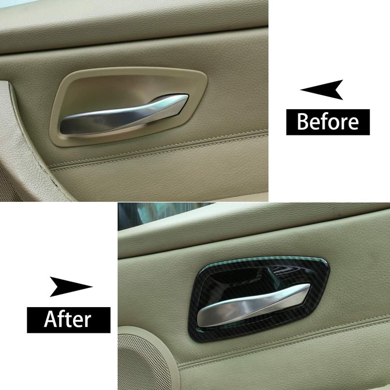 CHEYA ABS Chrome Interior Door Bowl Cover Trim 4pcs for BMW E90 3 Series 2005-2012 - Black - Image 2