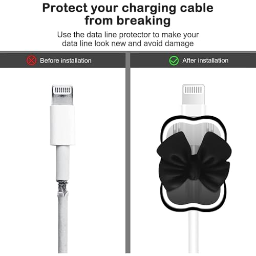 INEFABLE 25W Charger Protector for Samsung, Protective Silicone Case Cover 25W Power Adapter Charger with Wire Saver - Pack of 1 (Black Bow) - Image 3