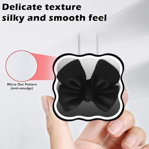 INEFABLE 25W Charger Protector for Samsung, Protective Silicone Case Cover 25W Power Adapter Charger with Wire Saver - Pack of 1 (Black Bow) - Image 2