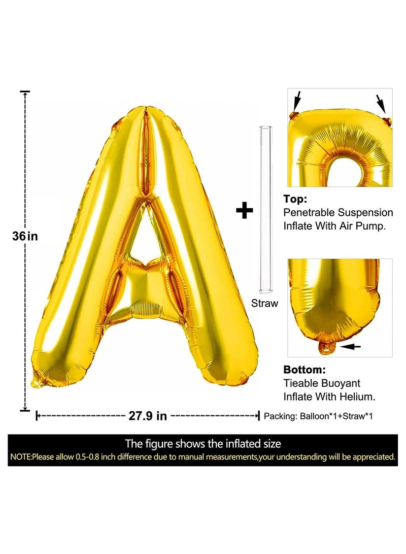 Goldedge 32 Inch Giant Gold Letter A Foil Helium Balloons Big Single Mylar Balloon Birthday Party Decoration Supply Baby Shower (Gold A) - Image 3