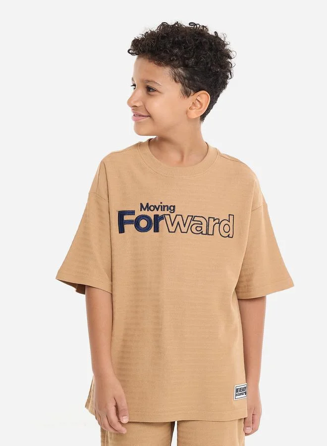 victor and jane Victor And Jane Boys Brown Embroidered T-Shirt and Shorts Set
