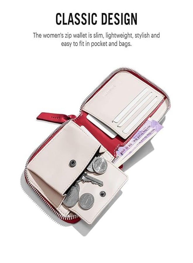 Tech-Bown TECHBOWN Classic Design Women's Slim, Lightweight, Stylish Zip Wallet, Red - Image 2