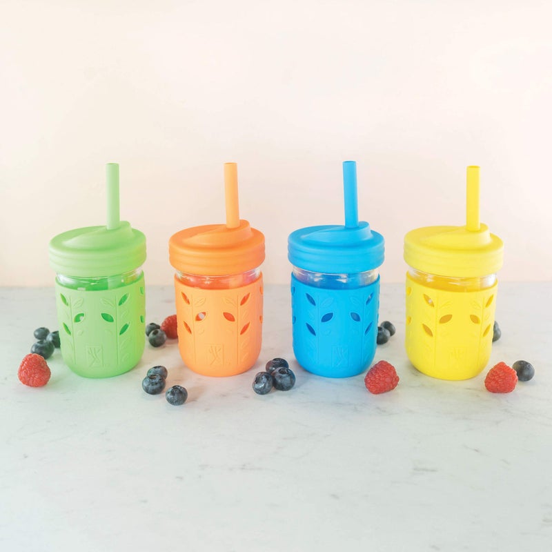 Elk and Friends Adults & Kids Reusable Silicone Straws with Stoppers (Orange/Green/Yellow/Blue (6.3" Length)) - Image 2