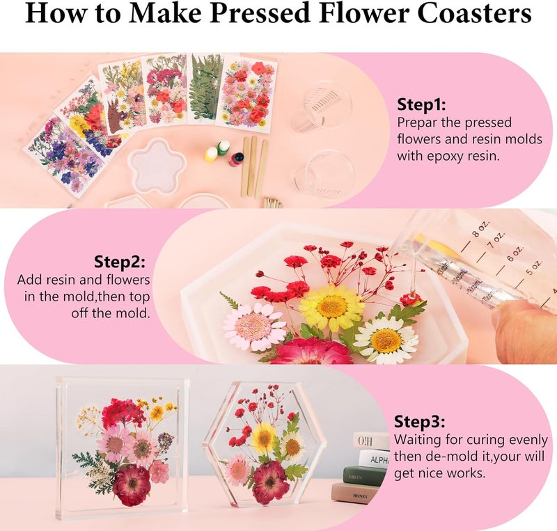 NESCCI 210 Pcs Dried Pressed Flowers for Resin,Real Nature Dried Flowers for Crafts Bulk Dry Flowers Leaves Kit Used for Resin Molds Scrapbooking DIY Art Crafts Candle Soap Making Nails Décor - Image 4