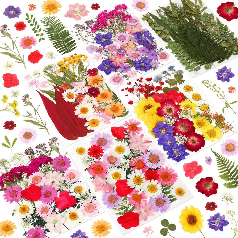 NESCCI 210 Pcs Dried Pressed Flowers for Resin,Real Nature Dried Flowers for Crafts Bulk Dry Flowers Leaves Kit Used for Resin Molds Scrapbooking DIY Art Crafts Candle Soap Making Nails Décor - Image 1