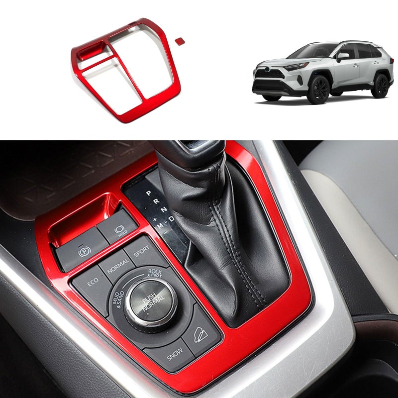 إكسسوارات سيارات TUBAIZAI متوافقة مع تويوتا RAV4 2024 2023 2022 2021 2020 غطاء لوحة نقل الحركة في الكونسول الوسطي إطار داخلي تزيينات ABS 2PCS أحمر