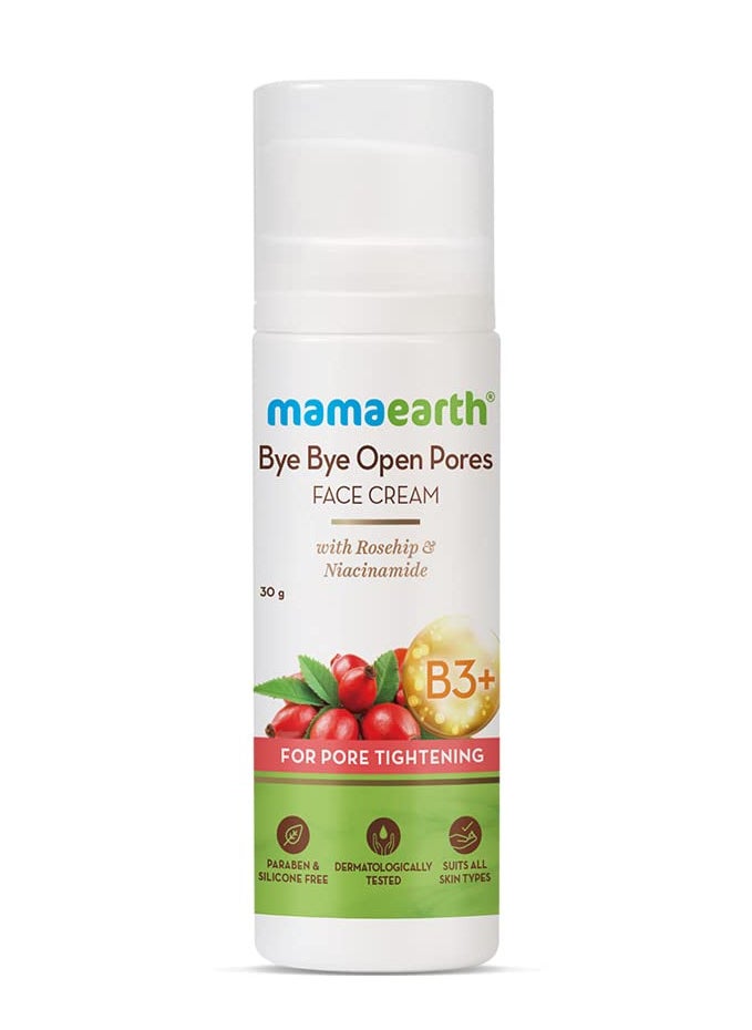 Mamaearth - MAMAEARTH Bye Bye Open Pores Face Cream Face Moisturizer For Pore Tightening with Rosehip & Niacinamide 30 g Pack of 1 - Image 1