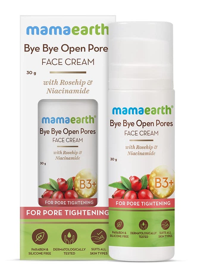 Mamaearth - MAMAEARTH Bye Bye Open Pores Face Cream Face Moisturizer For Pore Tightening with Rosehip & Niacinamide 30 g Pack of 1 - Image 1