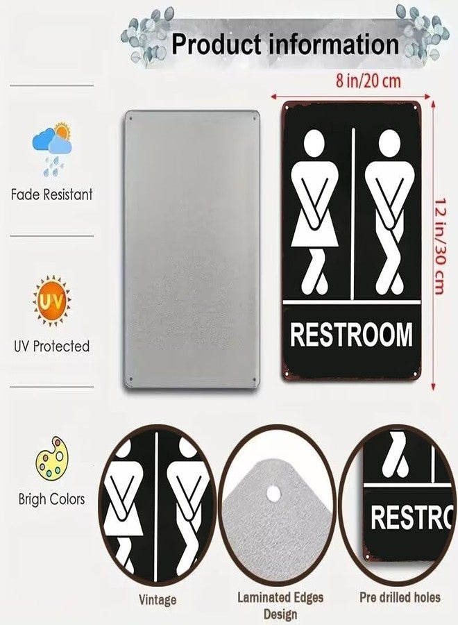 Crazysign Funny Bathroom Gifts Men and Women Restroom Tin Sign for Bathroom Restroom Decor 8x12 Inch (3261) - Image 2