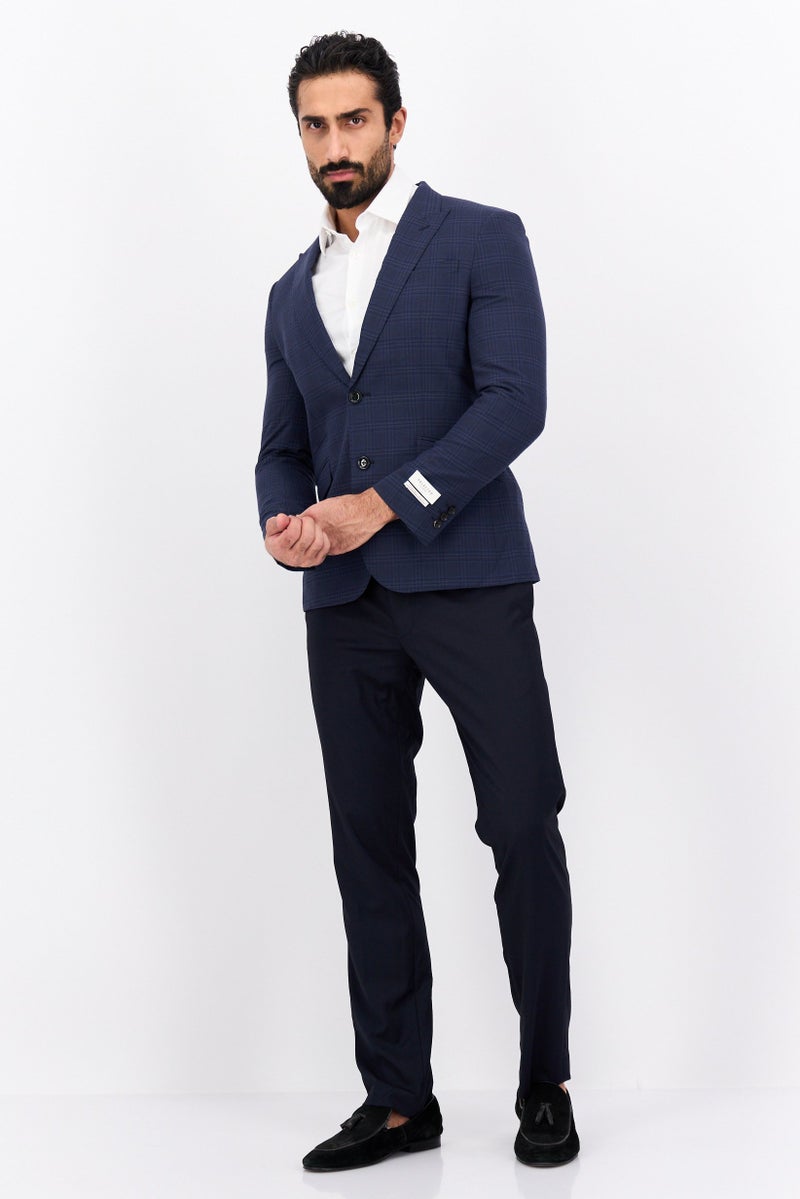 SELECTED Men Regular Fit Plaid Blazer, Navy - Image 4