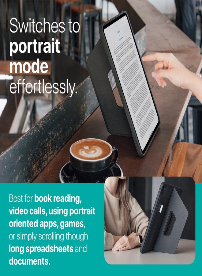 TineeOwl جراب TineeOwl لجهاز iPad Pro مقاس 11 بوصة (M4) 2024، غطاء مغناطيسي قابل للتعديل مع مسند - زوايا عرض لا نهائية، حامل عمودي/أفقي، شحن قلم Apple Pencil، سلسلة Dove (أسود) - Image 4