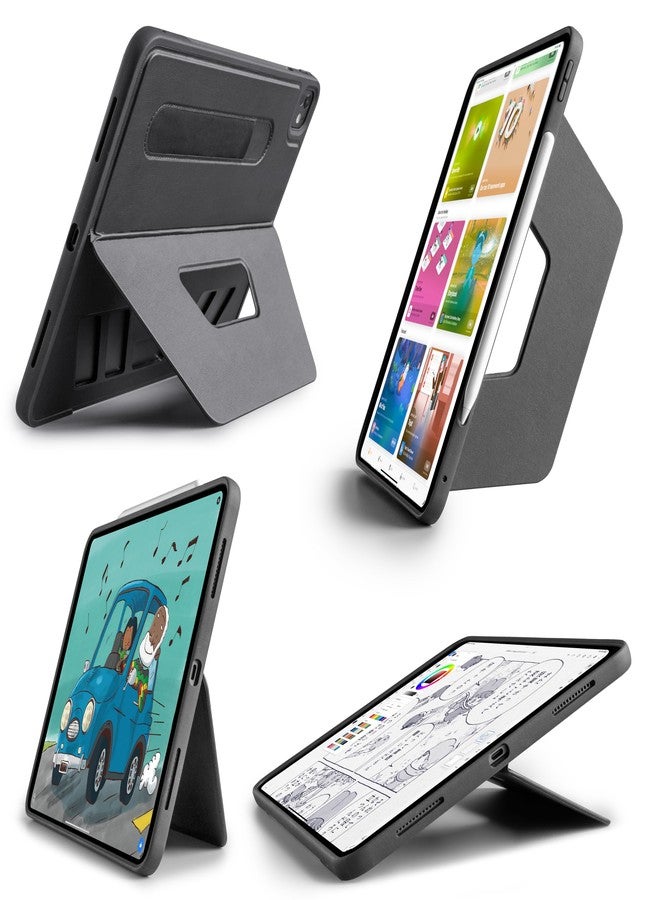 TineeOwl جراب TineeOwl لجهاز iPad Pro مقاس 11 بوصة (M4) 2024، غطاء مغناطيسي قابل للتعديل مع مسند - زوايا عرض لا نهائية، حامل عمودي/أفقي، شحن قلم Apple Pencil، سلسلة Dove (أسود) - Image 1
