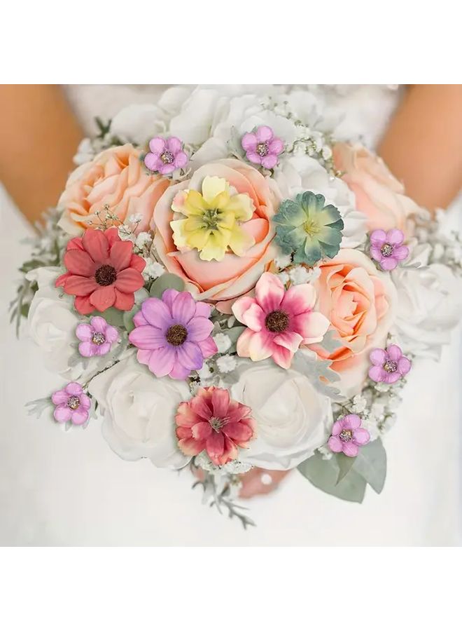 50 Pcs Multi Color Silk Artificial Flower Heads Mini Roses And Daisies No Electricity DIY Craft Supplies For Wedding Engagement Party Wreath Decorations - Image 5