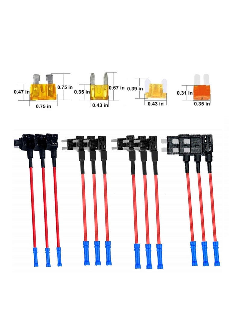 رات سو - 4 أنواع من 12V محول الدائرة الإضافية والصمامات عدة فتيل الحنفية حامل الصمامات ، مع محول الحنفية مصغرة رقيقة ، ومناسبة للسيارات - Image 1