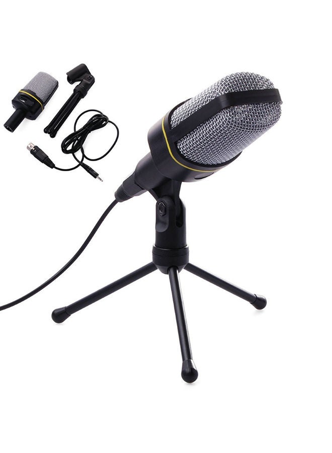 3.5mm Plug Audio Broadcast Sound Recording Condenser Microphone with Tripod XDY37858 Black - Image 1
