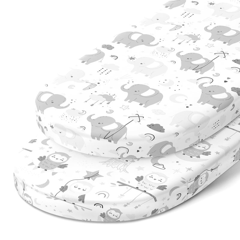 Bassinet Fitted Sheets for Delta Children and Simmons Kids Bassinet  Fits 16 x 32 Inch Oval Bassinet Mattress Pad  Snuggly Soft 100 Jersey Cotton  2 Pack