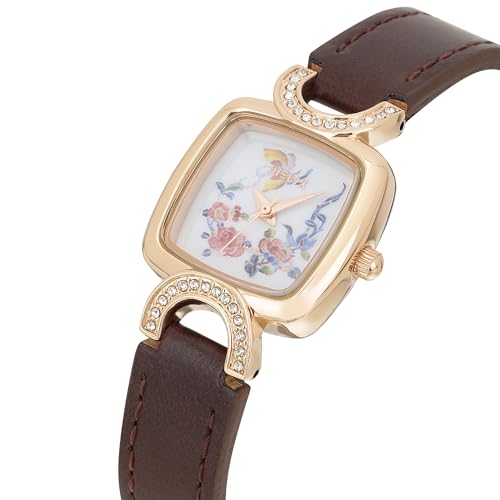 Helix by Timex Analog Watch for Women with White Square Dial & Brown Leather Strap Band Water Resistant Women's Wrist Watches - TW063HL00T - Image 2