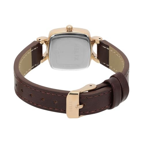 Helix by Timex Analog Watch for Women with White Square Dial & Brown Leather Strap Band Water Resistant Women's Wrist Watches - TW063HL00T - Image 3
