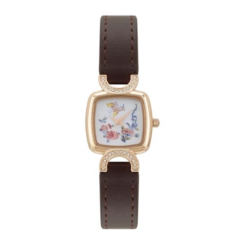 Helix by Timex Analog Watch for Women with White Square Dial & Brown Leather Strap Band Water Resistant Women's Wrist Watches - TW063HL00T - Image 1